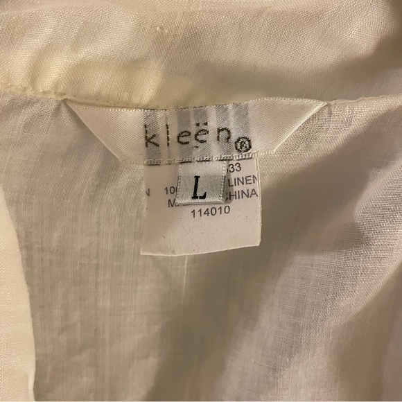 KLEEN 100% Linen Women's Elegant White Button-Down Shirt - Picture 6 of 7